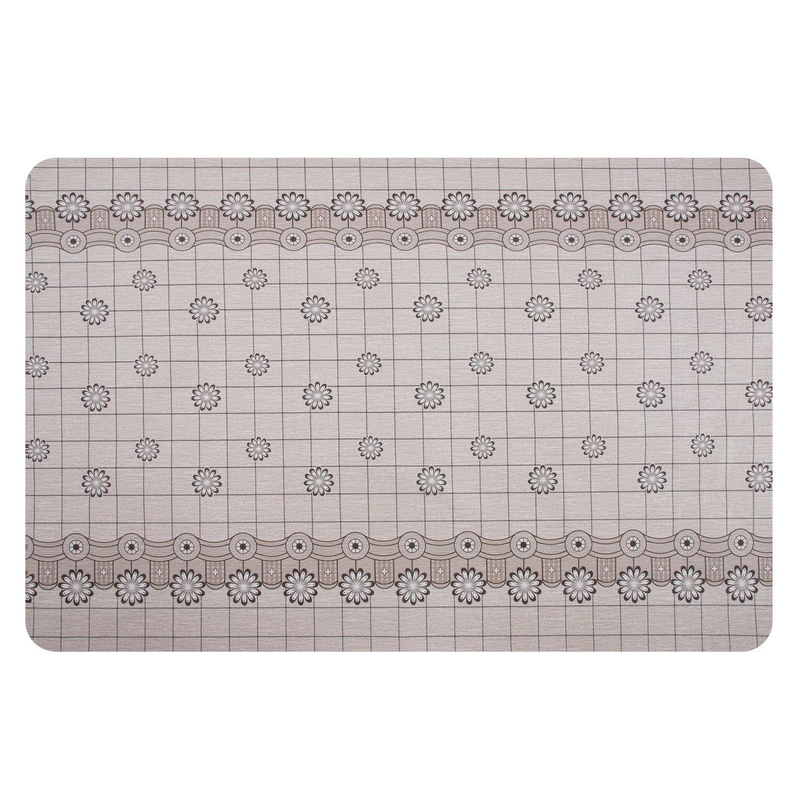 RAY STAR Checkered and Blossom Design Vinyl Tablecloth With Flannel Backing Round and Rectangle