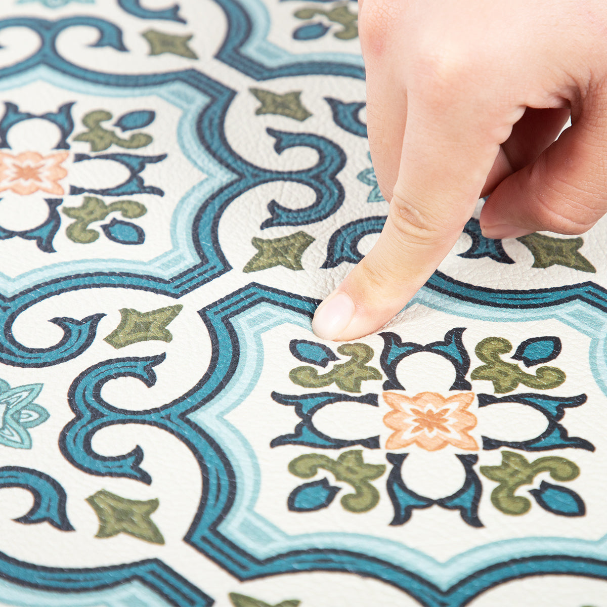 Vinyl Foam Kitchen Mat with Sophisticated Carpet Design Green