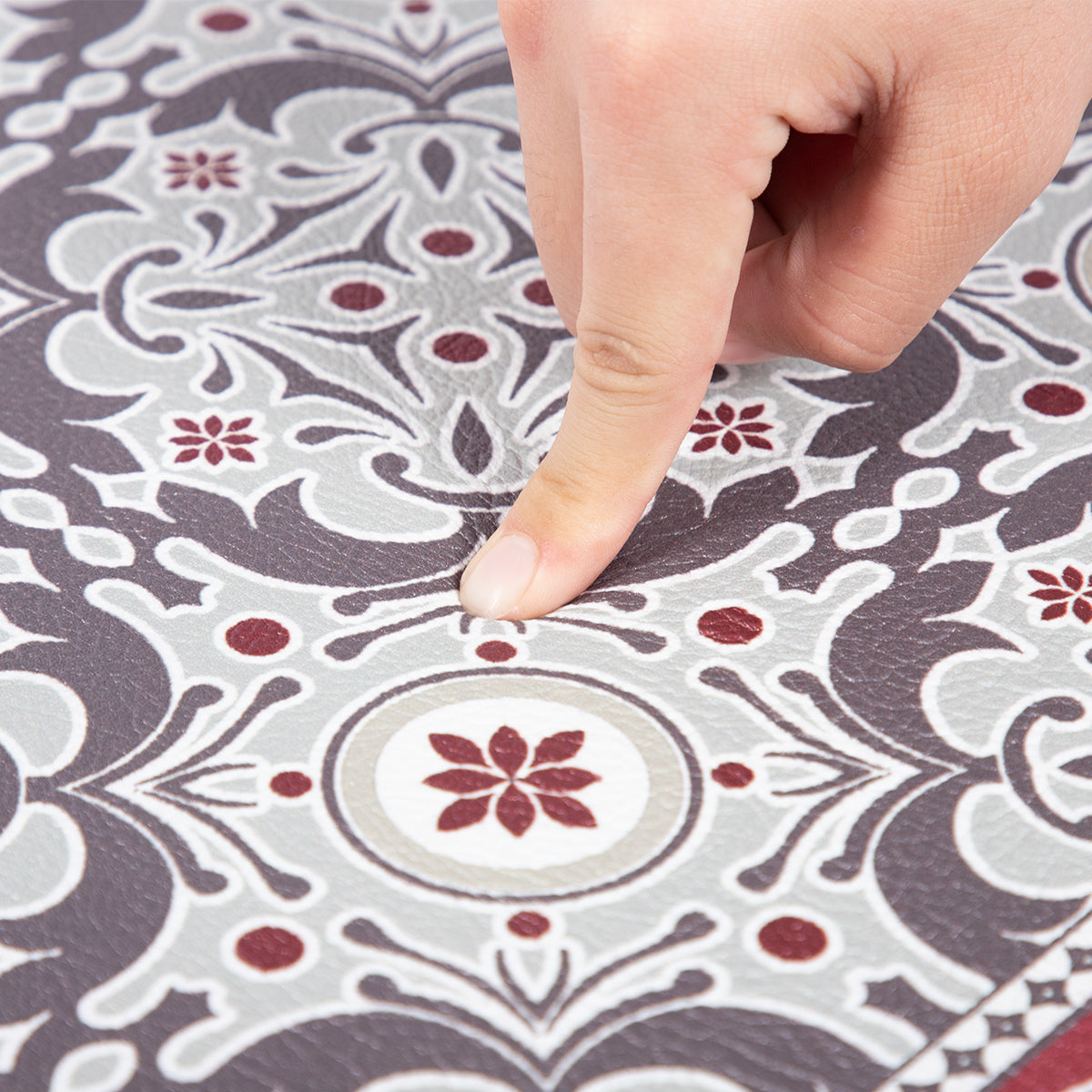 Vinyl Foam Kitchen Mat with Sophisticated Carpet Design Red