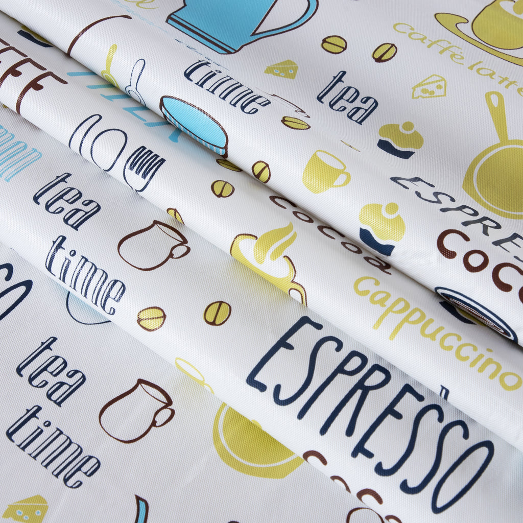 RAY STAR Coffee Delight Tablecloth Teapot Design Vinyl Tablecloth With Flannel Backing Round and Rectangle
