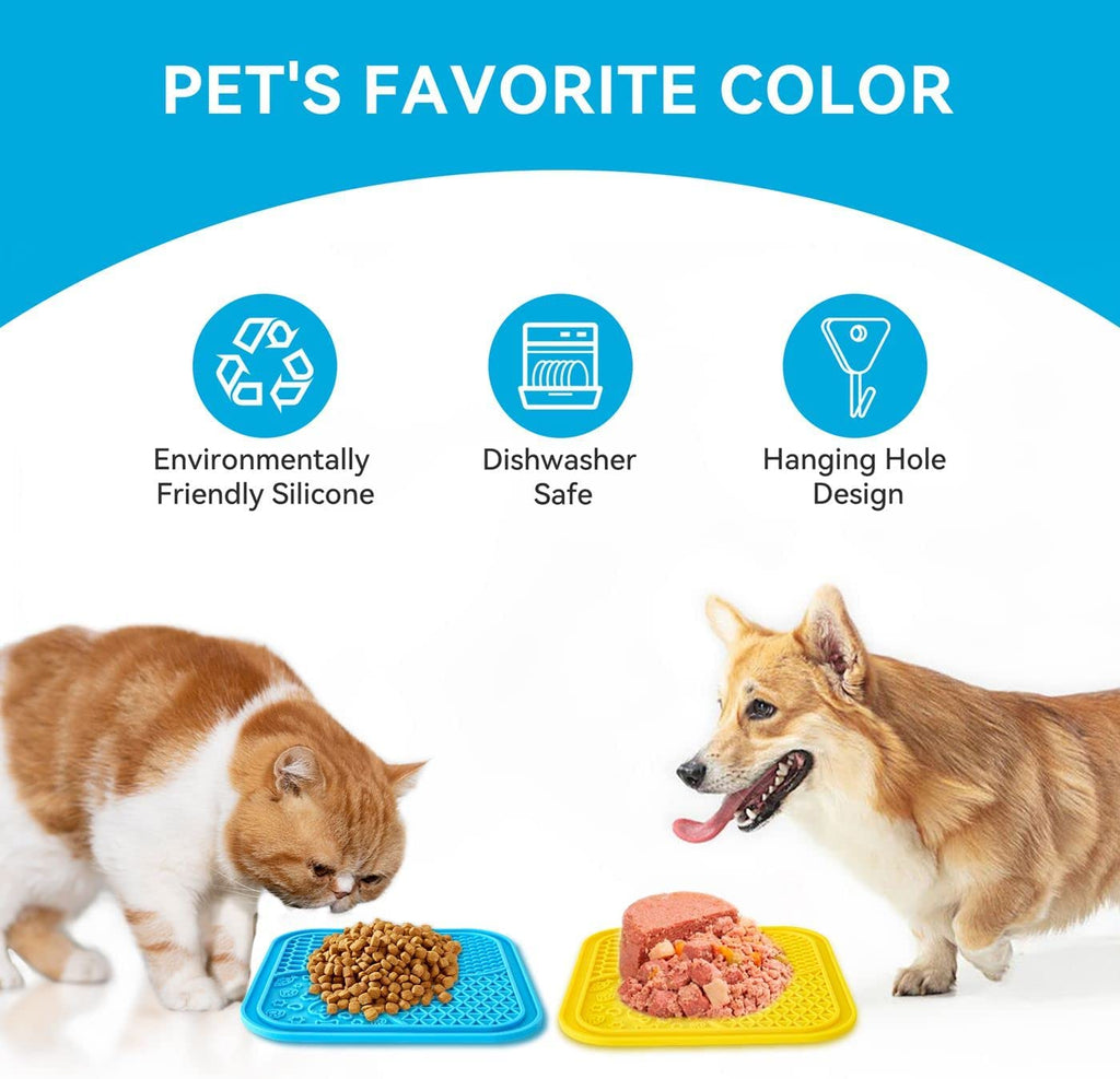 Pet Lick Mat for Dogs with Large Anti-Slip Suction Cups, 2 Pieces Anxiety Relief Lick Pads for Dogs, Food Grade Silicone Slow Feeder,Easy to Clean Dog Licking Mat (Blue and Green)