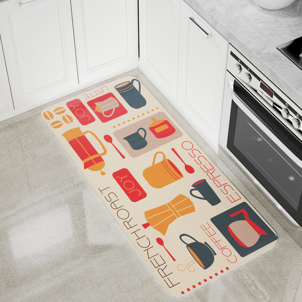 Vinyl Foam Kitchen Mat with Cute Teapot Design