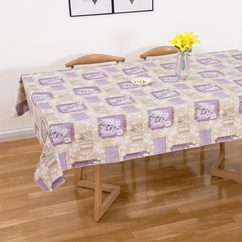 RAY STAR Elegant Purple & Lavender Vinyl Tablecloth with Flannel Backing – Soft, Waterproof, and Easy Clean Rectangle or Round Table Cover