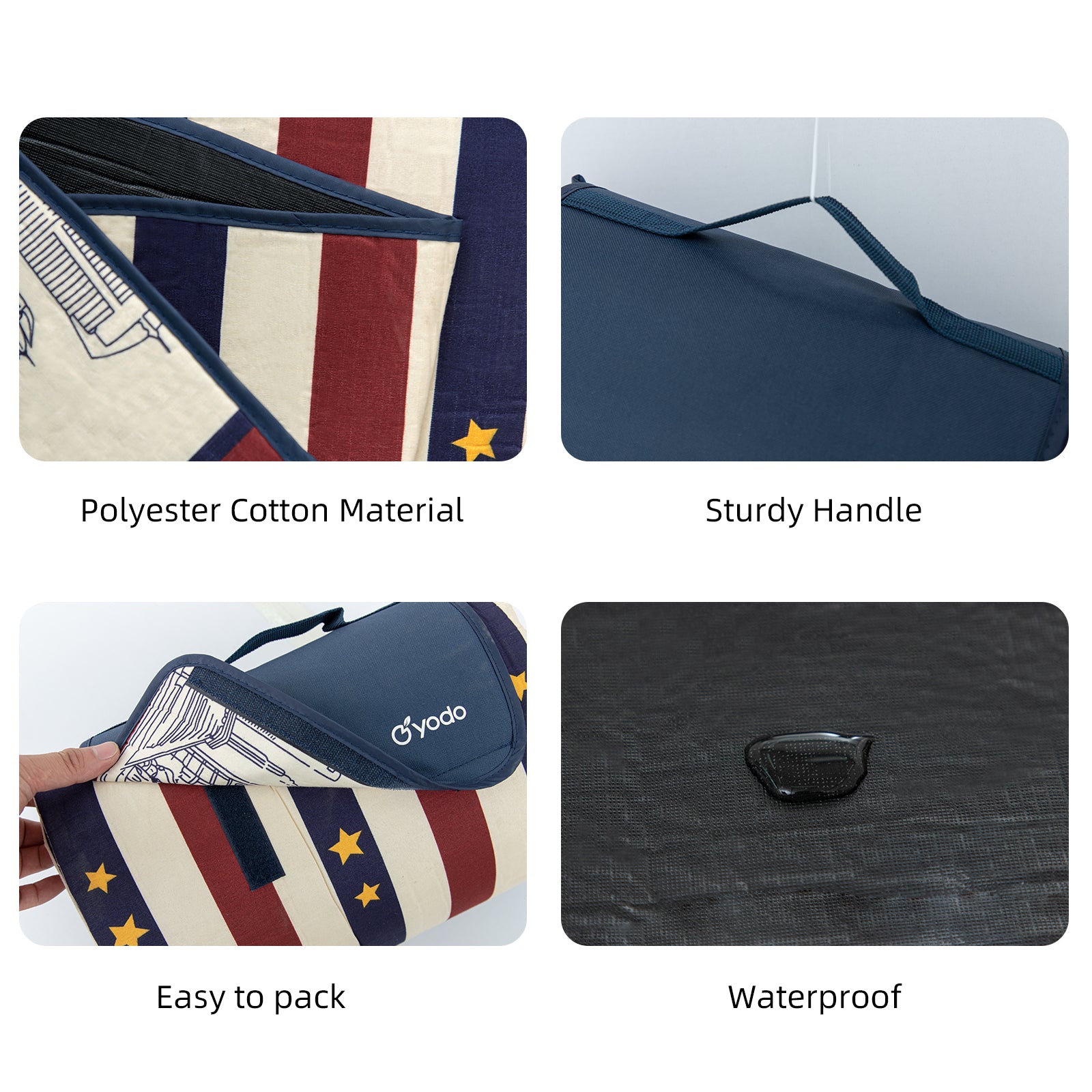 RAY STAR 79''X79'' Red Blue Picnic Blanket Sandproof Waterproof Large Mat for Beach, Travel, Camping Machine Washable, Foldable