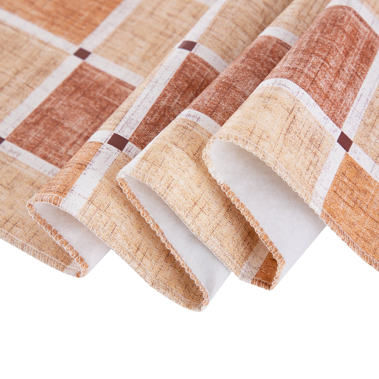RAY STAR Orange Checkered Design Vinyl Tablecloth With Flannel Backing Round and Rectangle