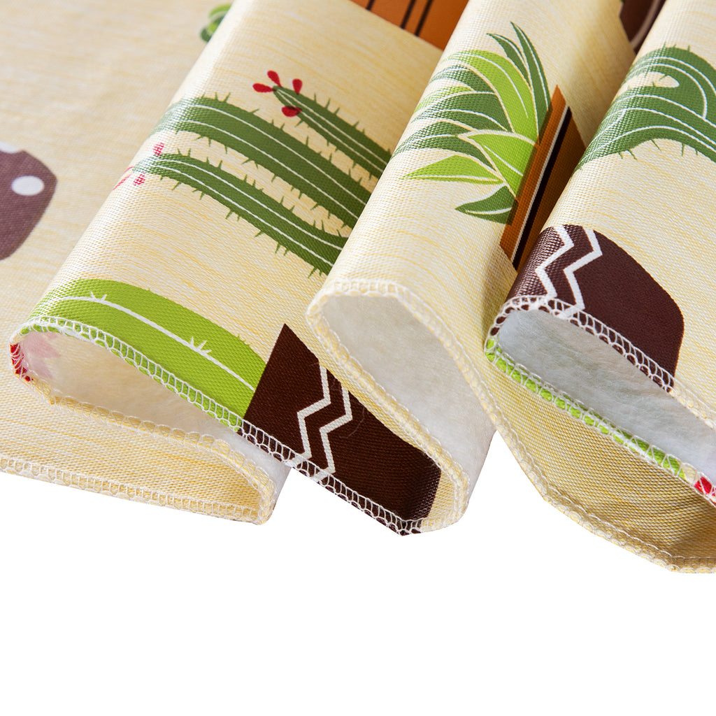 RAY STAR Cactus Design Vinyl Tablecloth With Flannel Backing Round and Rectangle