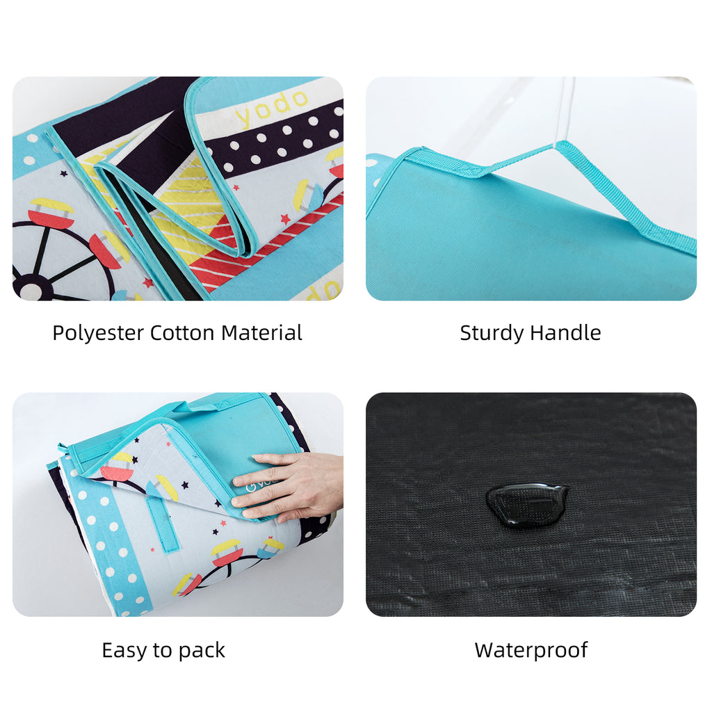 RAY STAR 79''X79'' Ferris Wheel Picnic Blanket Sandproof Waterproof Large Mat for Beach, Travel, Camping Machine Washable, Foldable