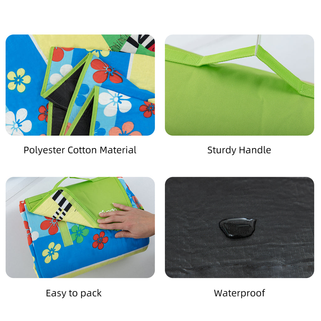 RAY STAR 79''X79'' Blossom Picnic Blanket Sandproof Waterproof Large Mat for Beach, Travel, Camping Machine Washable, Foldable
