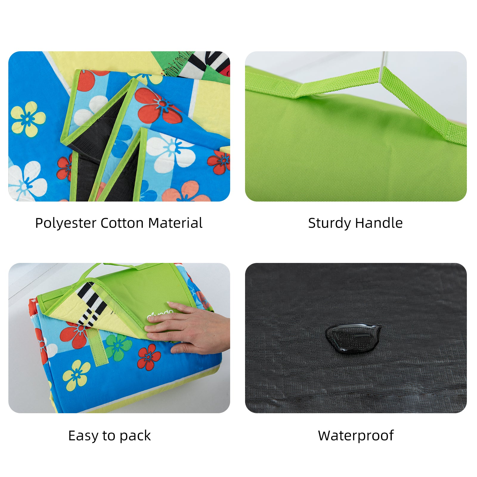 RAY STAR 79''X79'' Blossom Picnic Blanket Sandproof Waterproof Large Mat for Beach, Travel, Camping Machine Washable, Foldable