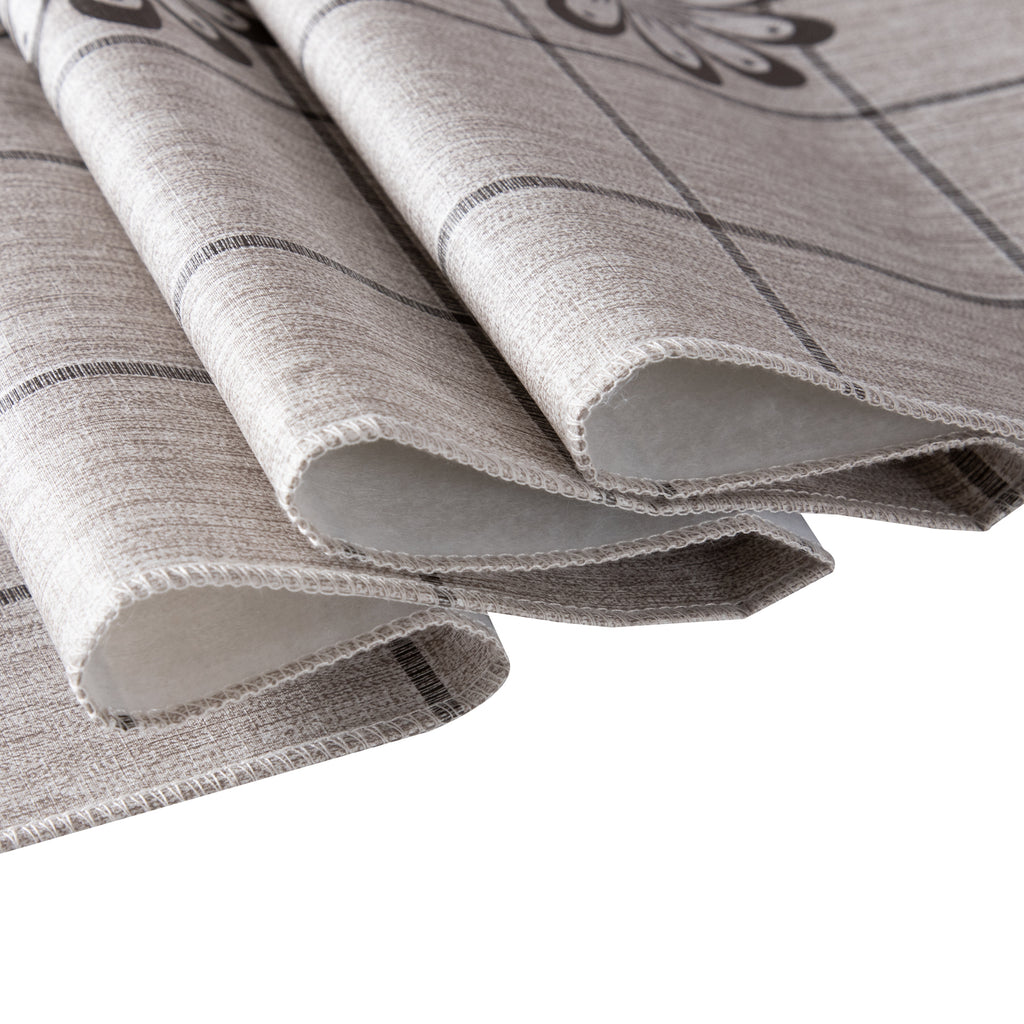 RAY STAR Checkered and Blossom Design Vinyl Tablecloth With Flannel Backing Round and Rectangle