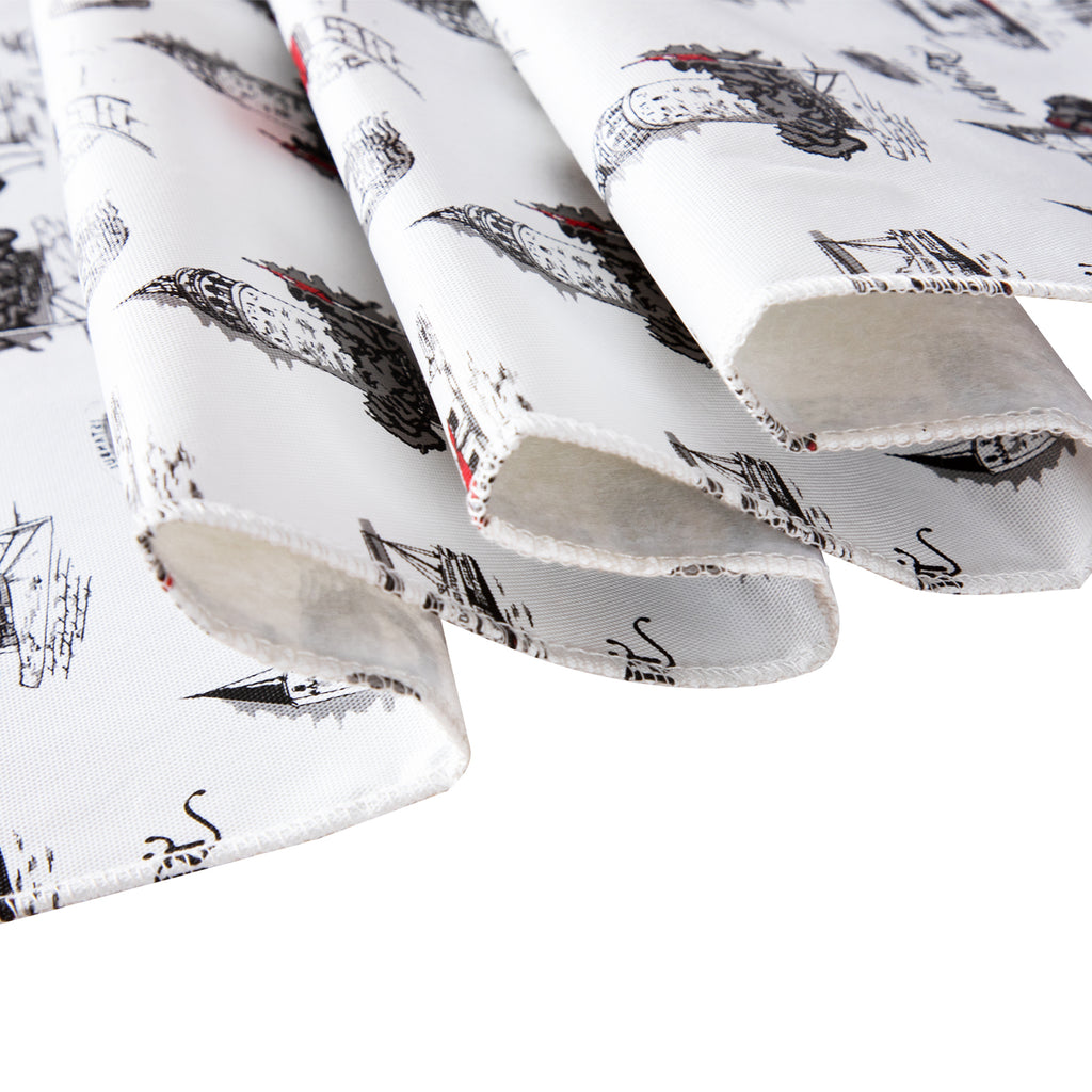 RAY STAR Vintage Castle Design Vinyl Tablecloth With Flannel Backing Round and Rectangle