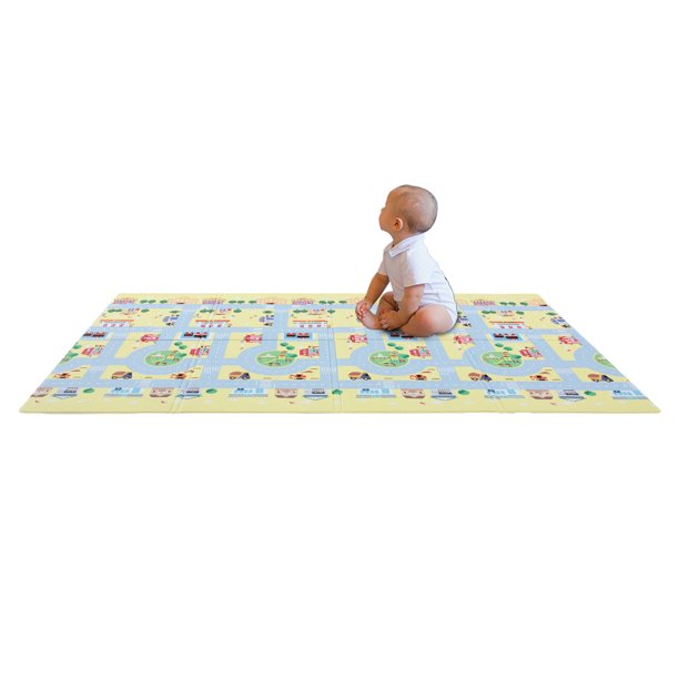 RAY STAR City Roadmap Design Foldable Baby Play Mat Climbing Mats with Extra Cushion Indoor Activity Mat Foldable Climbing Mat