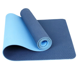 RAY STAR 6mm Double Layer Blue TPE Yoga Mat for Premium Pilates Fitness Exercise Mat High Density Anti-Tear Sweat-Proof