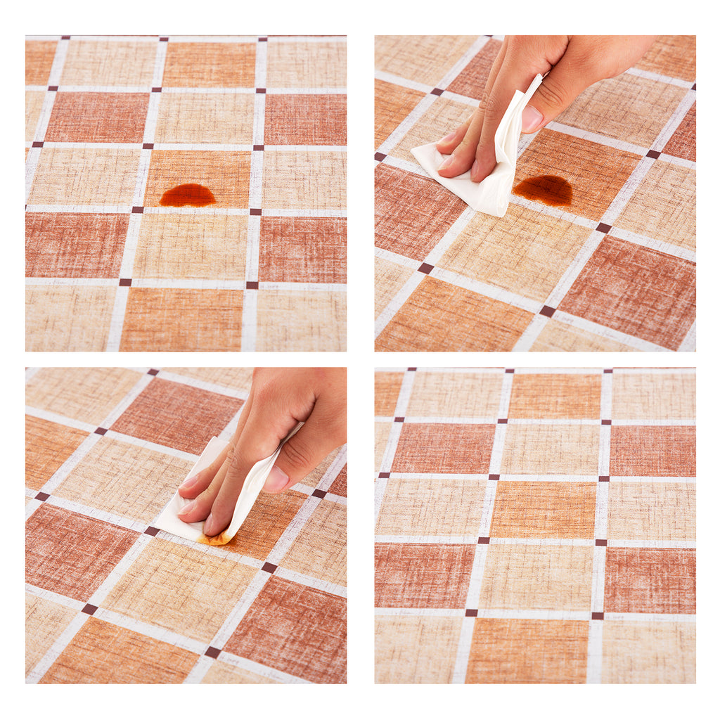 RAY STAR Orange Checkered Design Vinyl Tablecloth With Flannel Backing Round and Rectangle