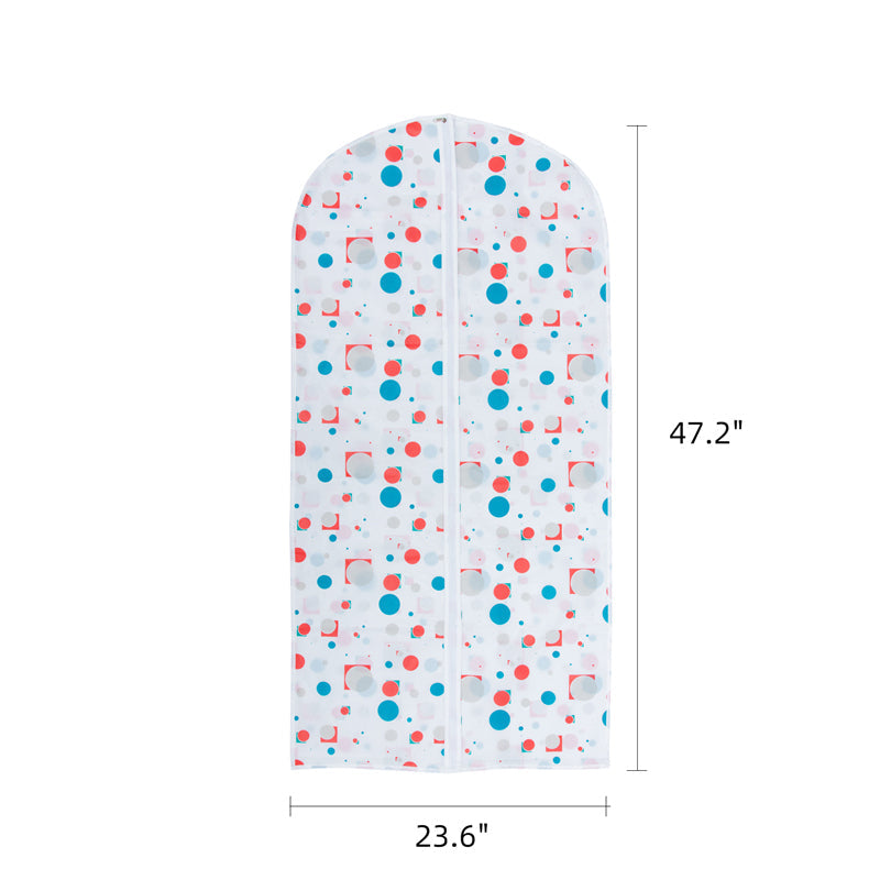 RAY STAR Colorful Dot Hanging Garment Bag White Lightweight Clear Full Zipper Suit Bags PEVA Breathable Garment Cover for Suit Closet Clothes Storage