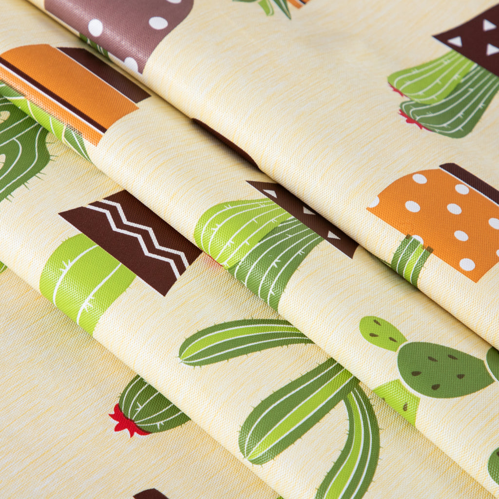 RAY STAR Cactus Design Vinyl Tablecloth With Flannel Backing Round and Rectangle