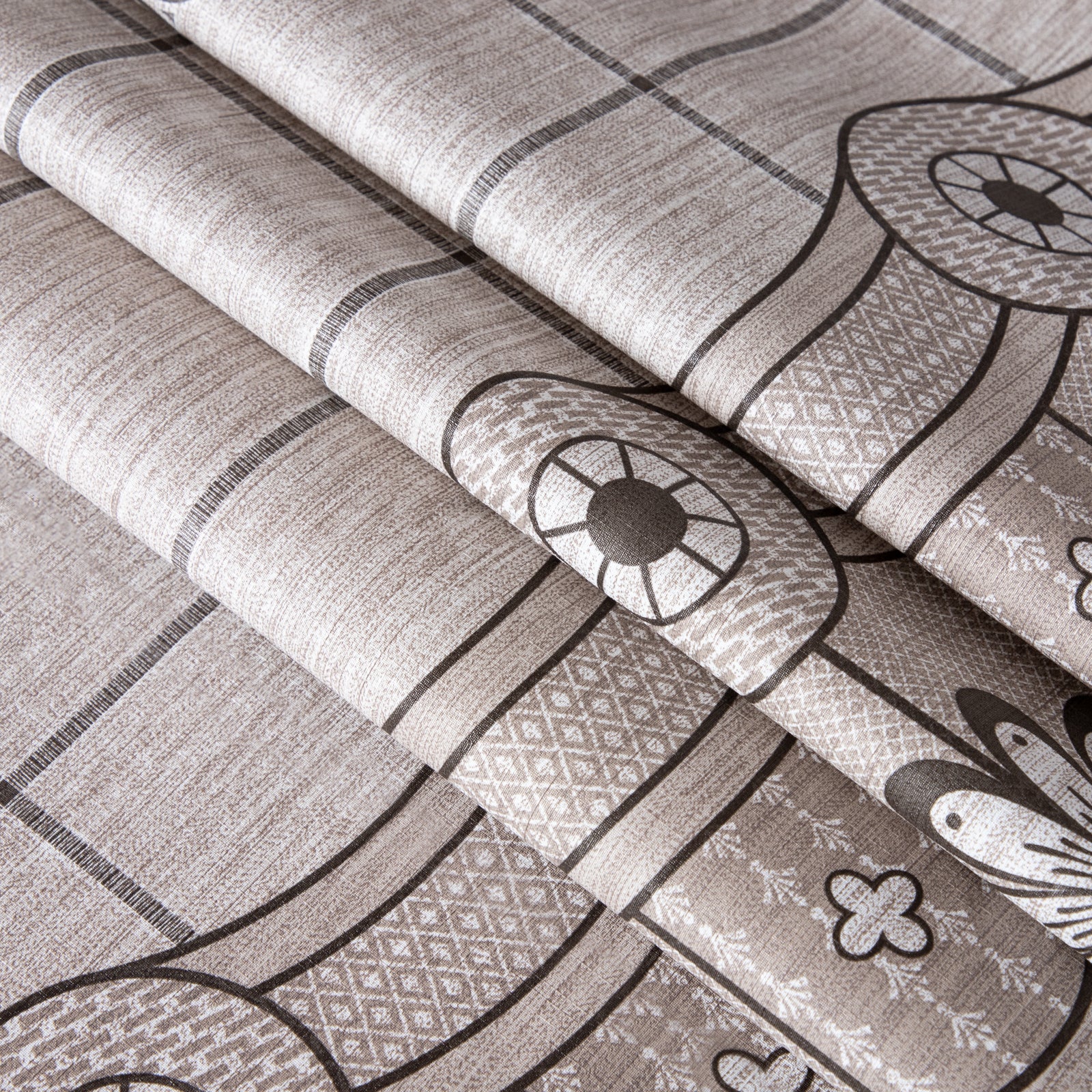 RAY STAR Checkered and Blossom Design Vinyl Tablecloth With Flannel Backing Round and Rectangle