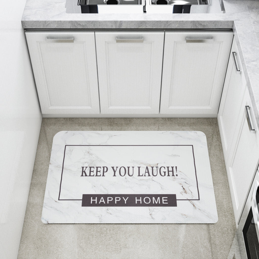 Vinyl Foam Kitchen Mat with Modern & Simple Marble Design