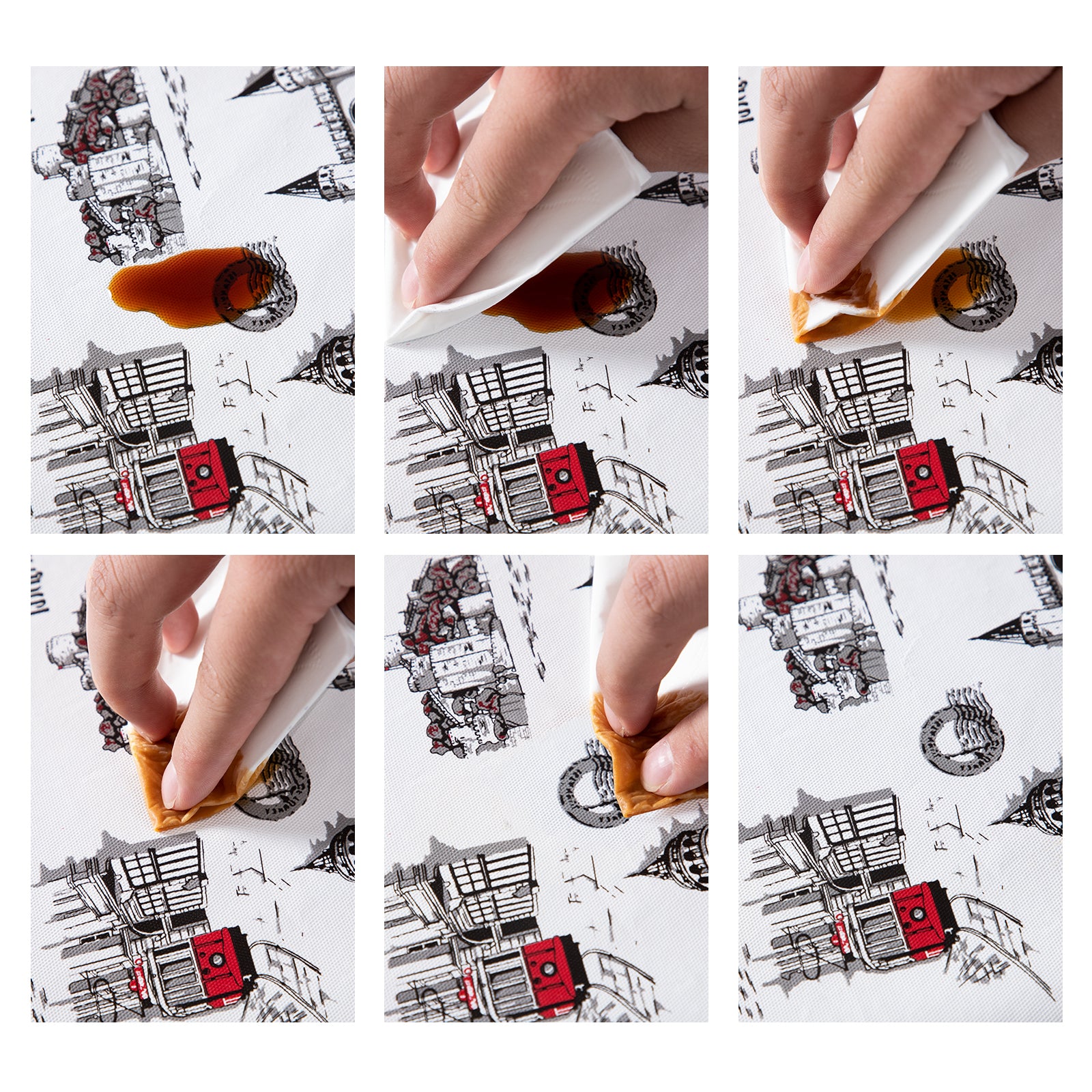 RAY STAR Vintage Castle Design Vinyl Tablecloth With Flannel Backing Round and Rectangle