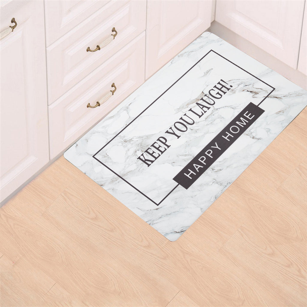 Vinyl Foam Kitchen Mat with Modern & Simple Marble Design