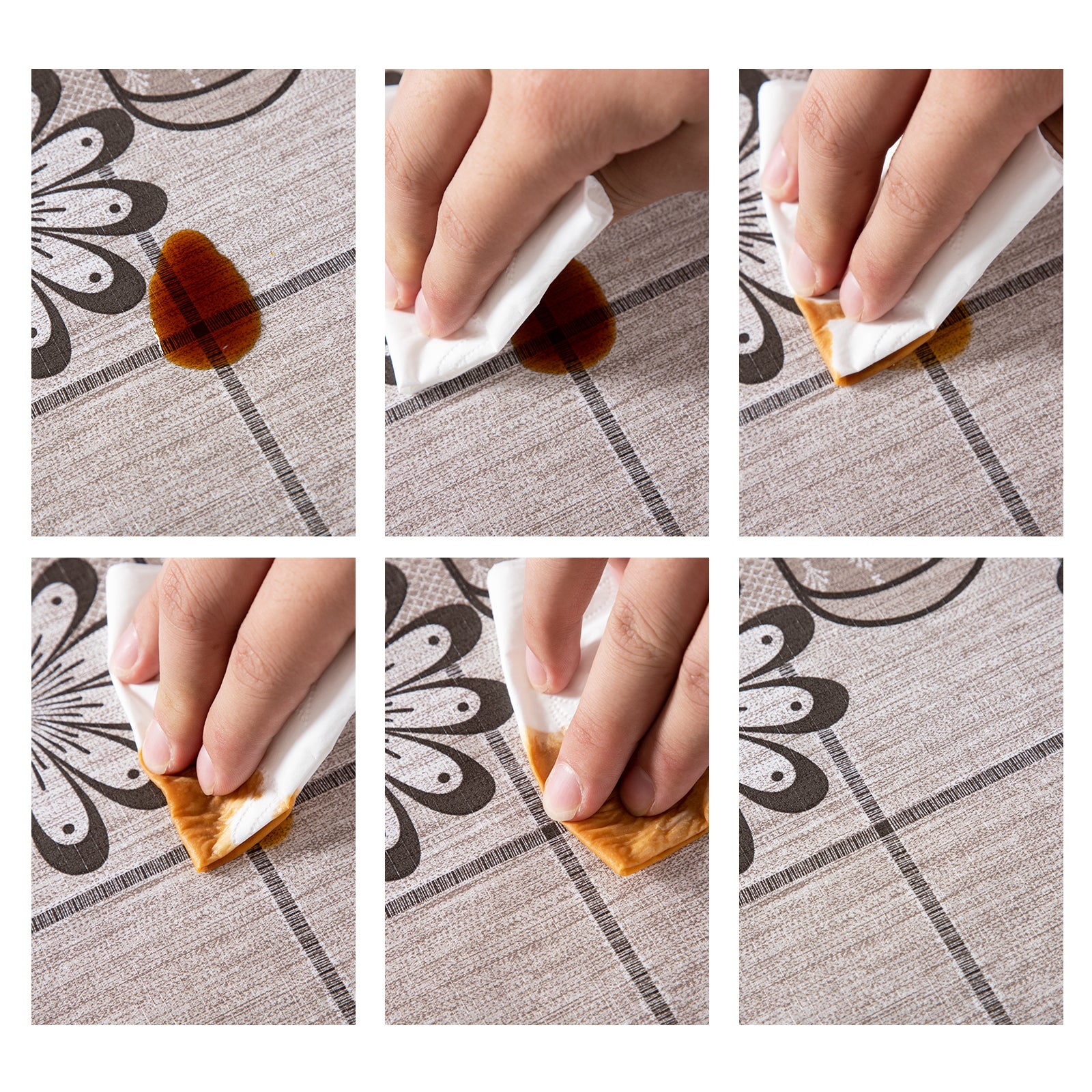 RAY STAR Checkered and Blossom Design Vinyl Tablecloth With Flannel Backing Round and Rectangle