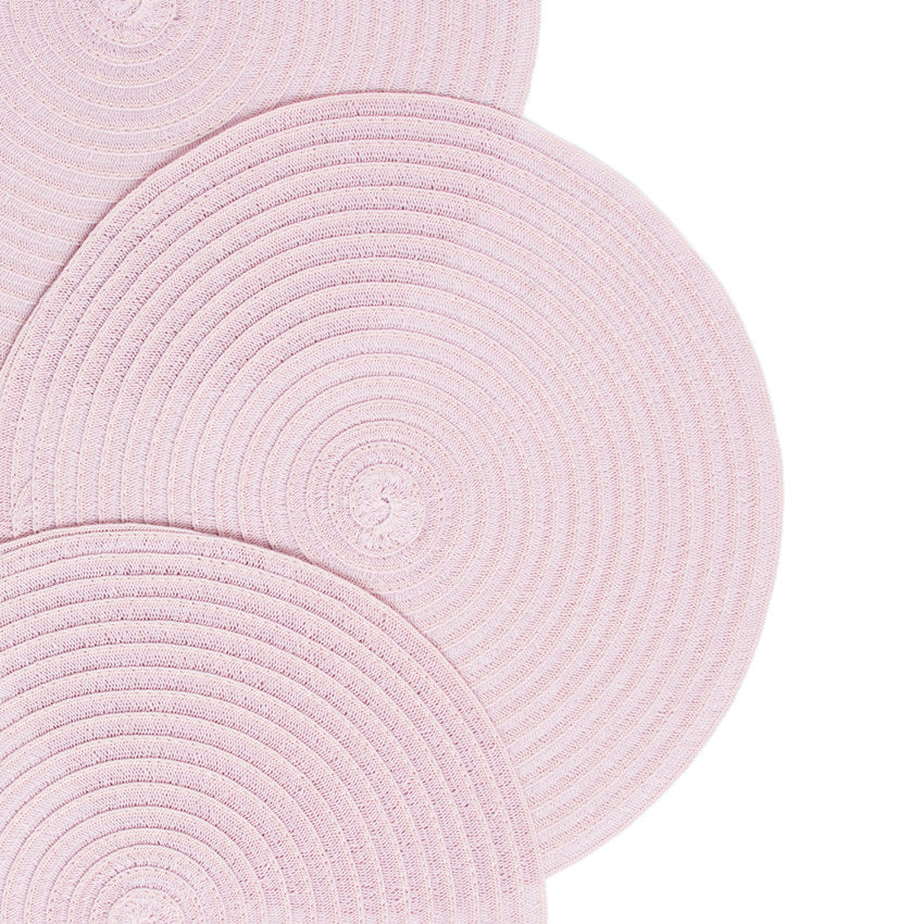 RAY STAR Set of 4 Round Braided Placemat Set Pink