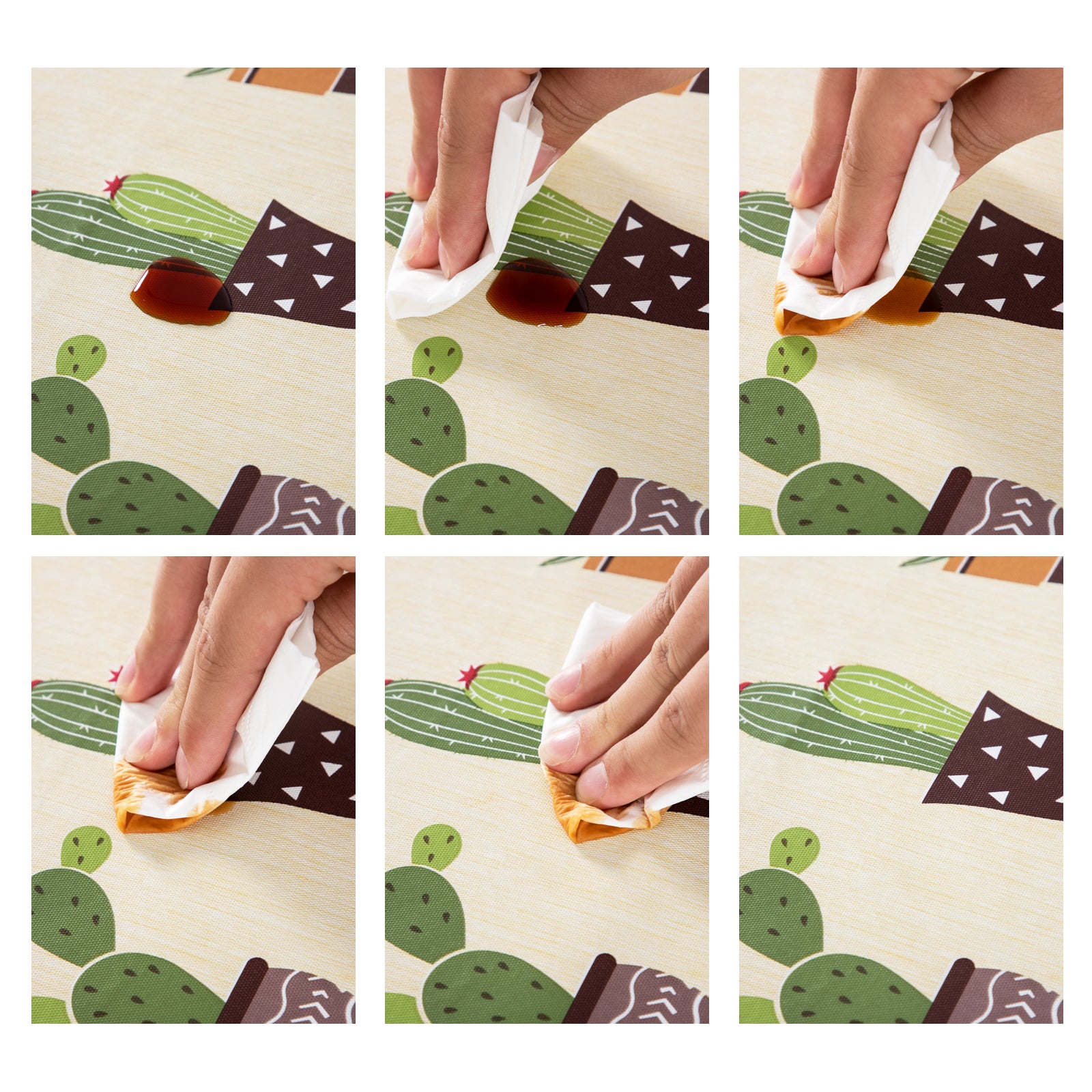 RAY STAR Cactus Design Vinyl Tablecloth With Flannel Backing Round and Rectangle