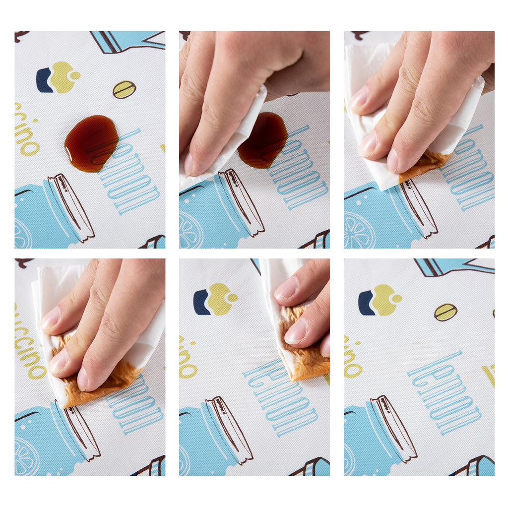 RAY STAR Coffee Delight Tablecloth Teapot Design Vinyl Tablecloth With Flannel Backing Round and Rectangle