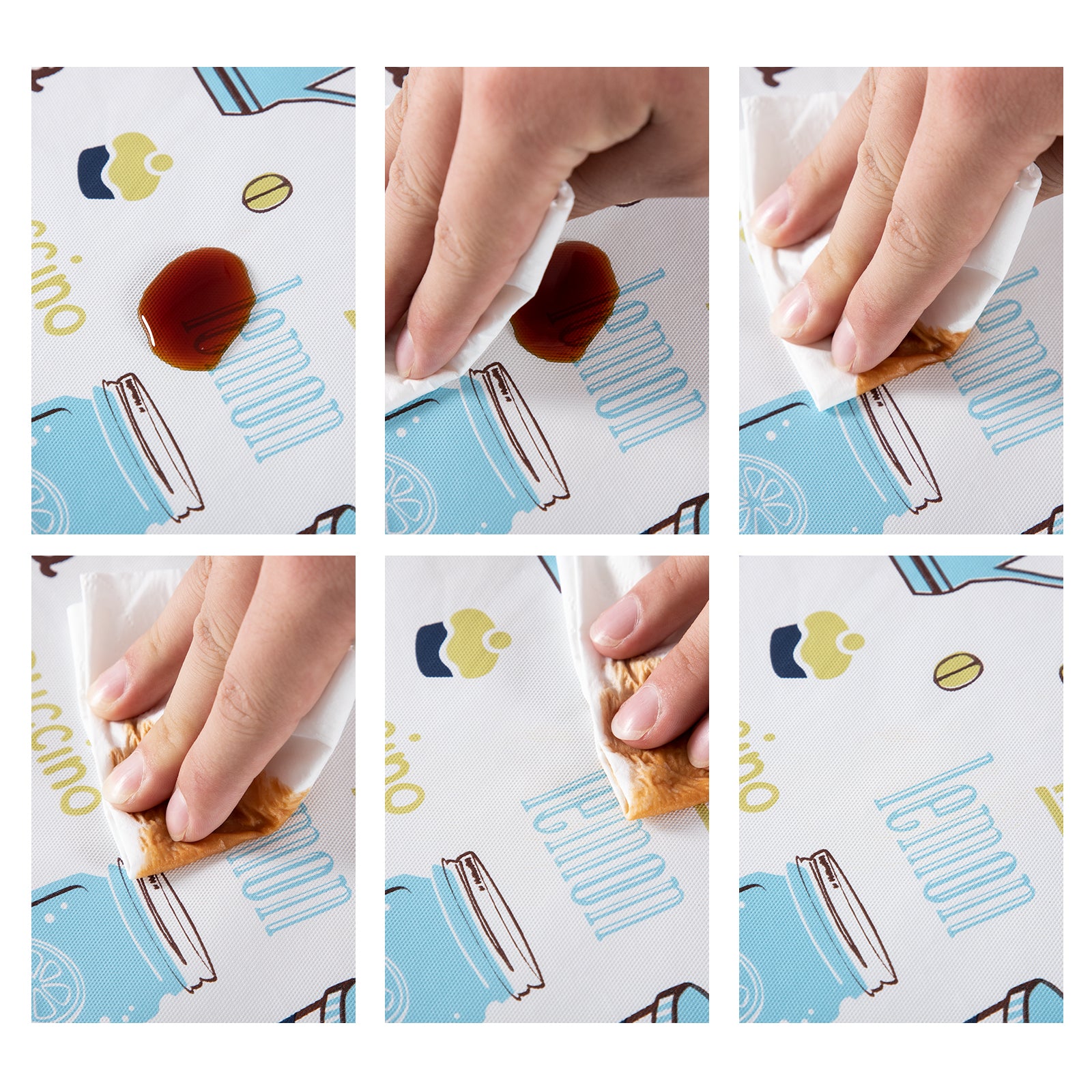 RAY STAR Coffee Delight Tablecloth Teapot Design Vinyl Tablecloth With Flannel Backing Round and Rectangle